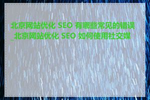 北京网站优化 SEO 有哪些常见的错误_北京网站优化 SEO 如何使用社交媒体