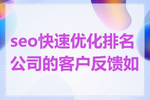 seo快速优化排名公司的客户反馈如何