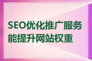 SEO优化推广服务能提升网站权重吗