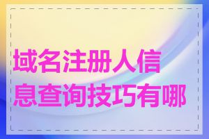 域名注册人信息查询技巧有哪些