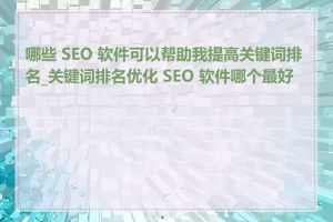 哪些 SEO 软件可以帮助我提高关键词排名_关键词排名优化 SEO 软件哪个最好用