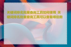 关键词排名批量查询工具如何使用_关键词排名批量查询工具可以查看哪些数据