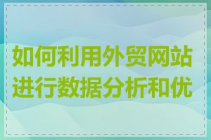 如何利用外贸网站进行数据分析和优化