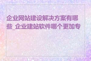 企业网站建设解决方案有哪些_企业建站软件哪个更加专业