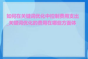 如何在关键词优化中控制费用支出_关键词优化的费用在哪些方面体现