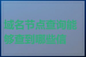 域名节点查询能够查到哪些信息