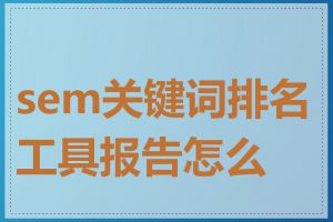 sem关键词排名工具报告怎么看