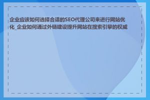 企业应该如何选择合适的SEO代理公司来进行网站优化_企业如何通过外链建设提升网站在搜索引擎的权威性