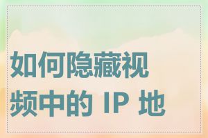 如何隐藏视频中的 IP 地址