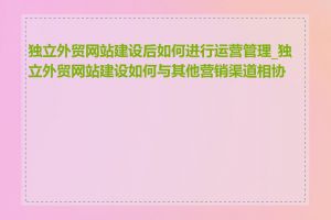 独立外贸网站建设后如何进行运营管理_独立外贸网站建设如何与其他营销渠道相协调