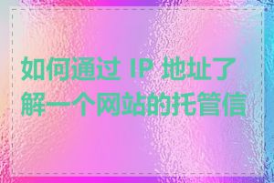 如何通过 IP 地址了解一个网站的托管信息