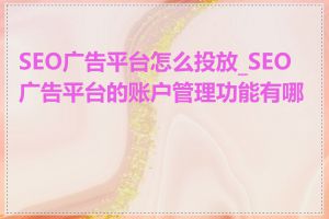 SEO广告平台怎么投放_SEO广告平台的账户管理功能有哪些