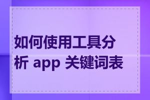 如何使用工具分析 app 关键词表现