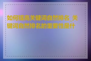 如何提高关键词自然排名_关键词自然排名的重要性是什么