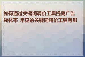 如何通过关键词调价工具提高广告转化率_常见的关键词调价工具有哪些