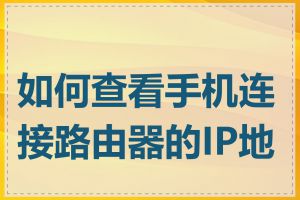 如何查看手机连接路由器的IP地址