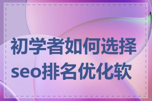 初学者如何选择seo排名优化软件