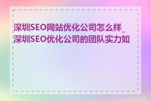 深圳SEO网站优化公司怎么样_深圳SEO优化公司的团队实力如何