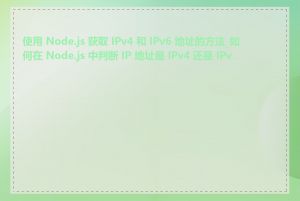 使用 Node.js 获取 IPv4 和 IPv6 地址的方法_如何在 Node.js 中判断 IP 地址是 IPv4 还是 IPv6