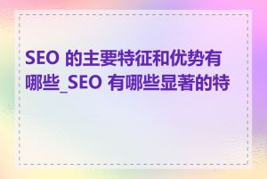 SEO 的主要特征和优势有哪些_SEO 有哪些显著的特点