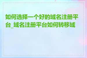 如何选择一个好的域名注册平台_域名注册平台如何转移域名