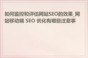 如何监控和评估网站SEO的效果_网站移动端 SEO 优化有哪些注意事项