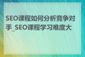 SEO课程如何分析竞争对手_SEO课程学习难度大吗