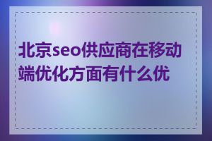 北京seo供应商在移动端优化方面有什么优势