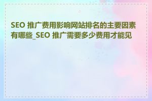 SEO 推广费用影响网站排名的主要因素有哪些_SEO 推广需要多少费用才能见效