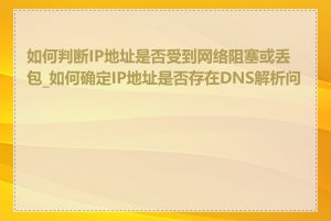 如何判断IP地址是否受到网络阻塞或丢包_如何确定IP地址是否存在DNS解析问题