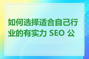 如何选择适合自己行业的有实力 SEO 公司