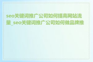 seo关键词推广公司如何提高网站流量_seo关键词推广公司如何做品牌推广