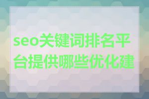 seo关键词排名平台提供哪些优化建议