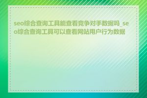 seo综合查询工具能查看竞争对手数据吗_seo综合查询工具可以查看网站用户行为数据吗