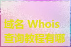 域名 Whois 查询教程有哪些