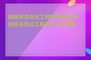 网站排名优化工具如何使用_网站排名优化工具有什么注意事项