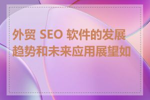 外贸 SEO 软件的发展趋势和未来应用展望如何