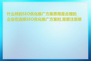 什么样的SEO优化推广方案费用是合理的_企业在选择SEO优化推广方案时,需要注意哪些