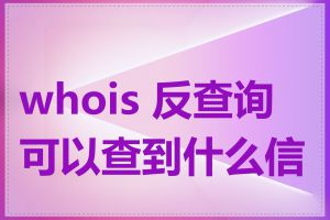 whois 反查询可以查到什么信息