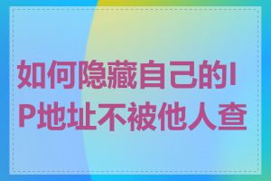 如何隐藏自己的IP地址不被他人查到