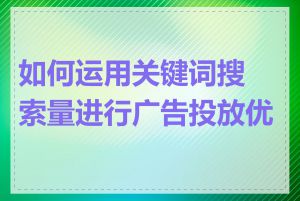 如何运用关键词搜索量进行广告投放优化