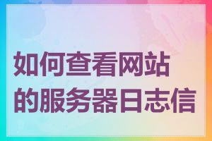 如何查看网站的服务器日志信息