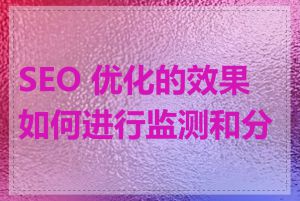 SEO 优化的效果如何进行监测和分析