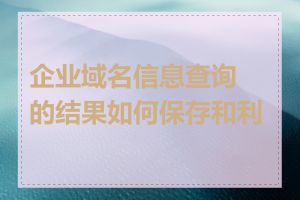 企业域名信息查询的结果如何保存和利用