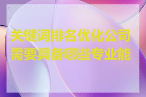 关键词排名优化公司需要具备哪些专业能力