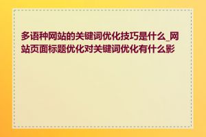 多语种网站的关键词优化技巧是什么_网站页面标题优化对关键词优化有什么影响