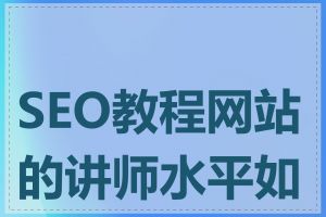 SEO教程网站的讲师水平如何