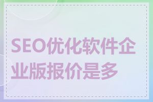 SEO优化软件企业版报价是多少