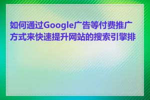 如何通过Google广告等付费推广方式来快速提升网站的搜索引擎排名