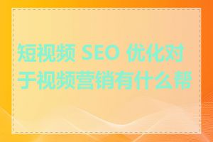 短视频 SEO 优化对于视频营销有什么帮助